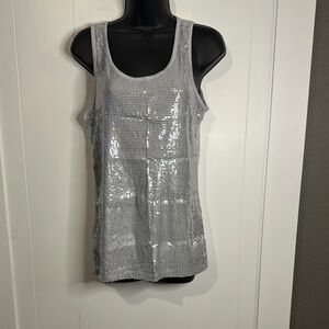 Studio Y Silver Sequin Tank Top